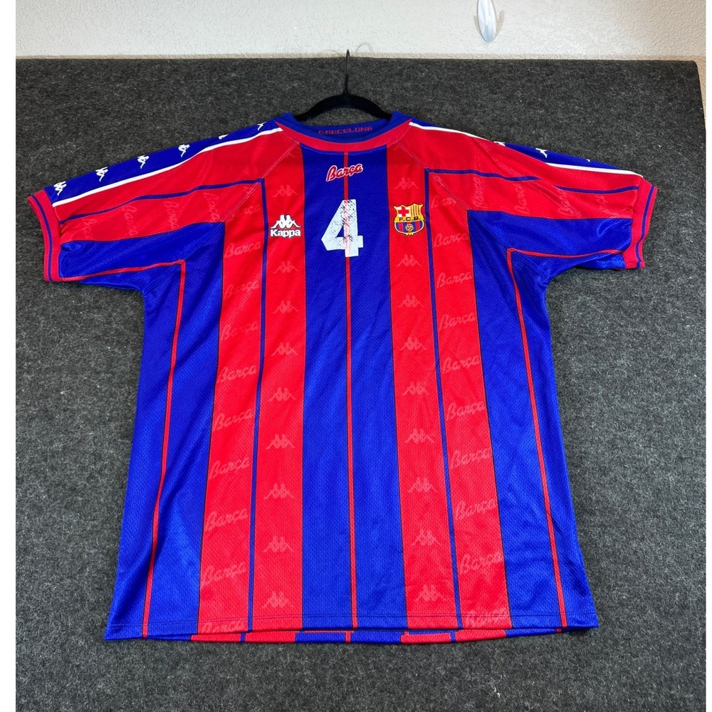 Vintage Kappa FC Barcelona Jersey Blue Red Striped Barca Soccer Shirt Mens Large